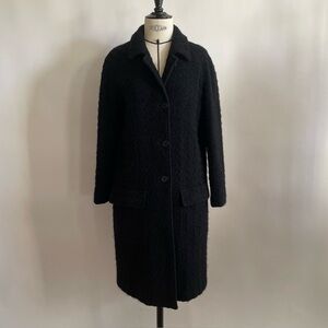 Bottega Veneta Black Textured Wool Blend Coat. IT40/US 4.